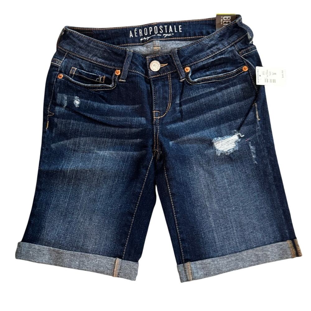 NWT Aéropostale Ultra High Rise Distressed Bermuda Shorts — Size 00 (26" Waist)